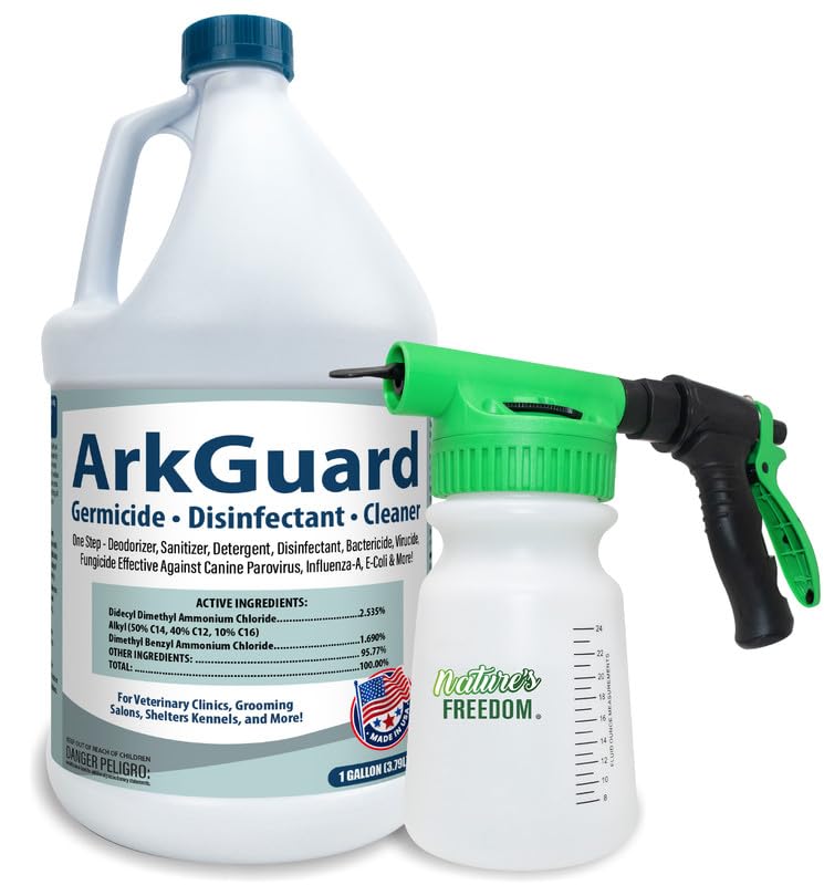 ArkGuard Kennel Disinfectant Case of 4 Gallons with Hose End Sprayer