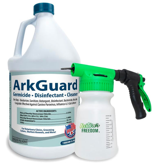 ArkGuard Kennel Disinfectant Case of 4 Gallons with Hose End Sprayer