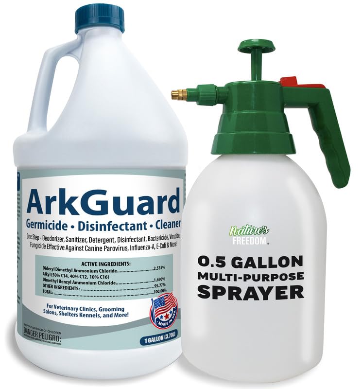 ArkGuard Kennel Disinfectant Case of 4 Gallons with Pump Sprayer