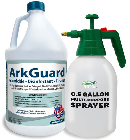 ArkGuard Kennel Disinfectant Case of 4 Gallons with Pump Sprayer