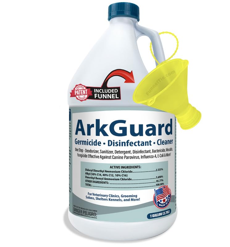 ArkGuard Kennel Disinfectant Case of 4 Gallons with Transfer Funnel