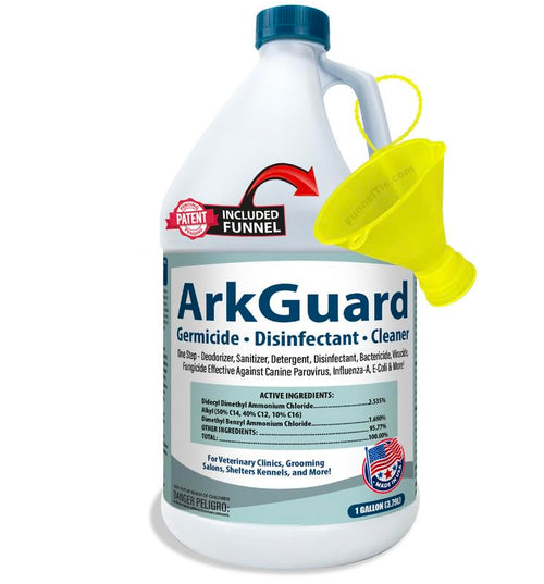 ArkGuard Kennel Disinfectant Case of 4 Gallons with Transfer Funnel