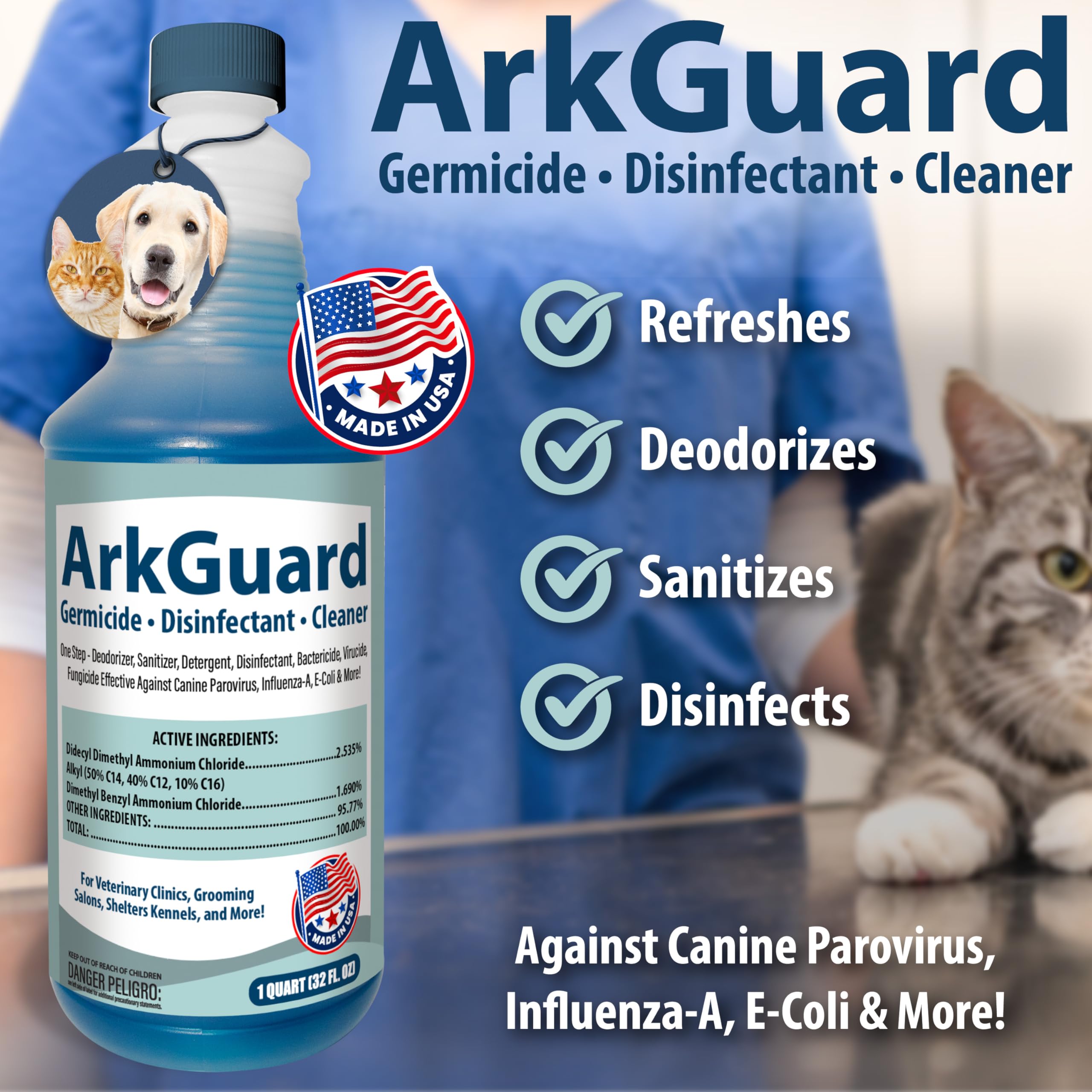 ArkGuard Kennel Disinfectant, Cleaner & Deodorizer - Quart Concentrate