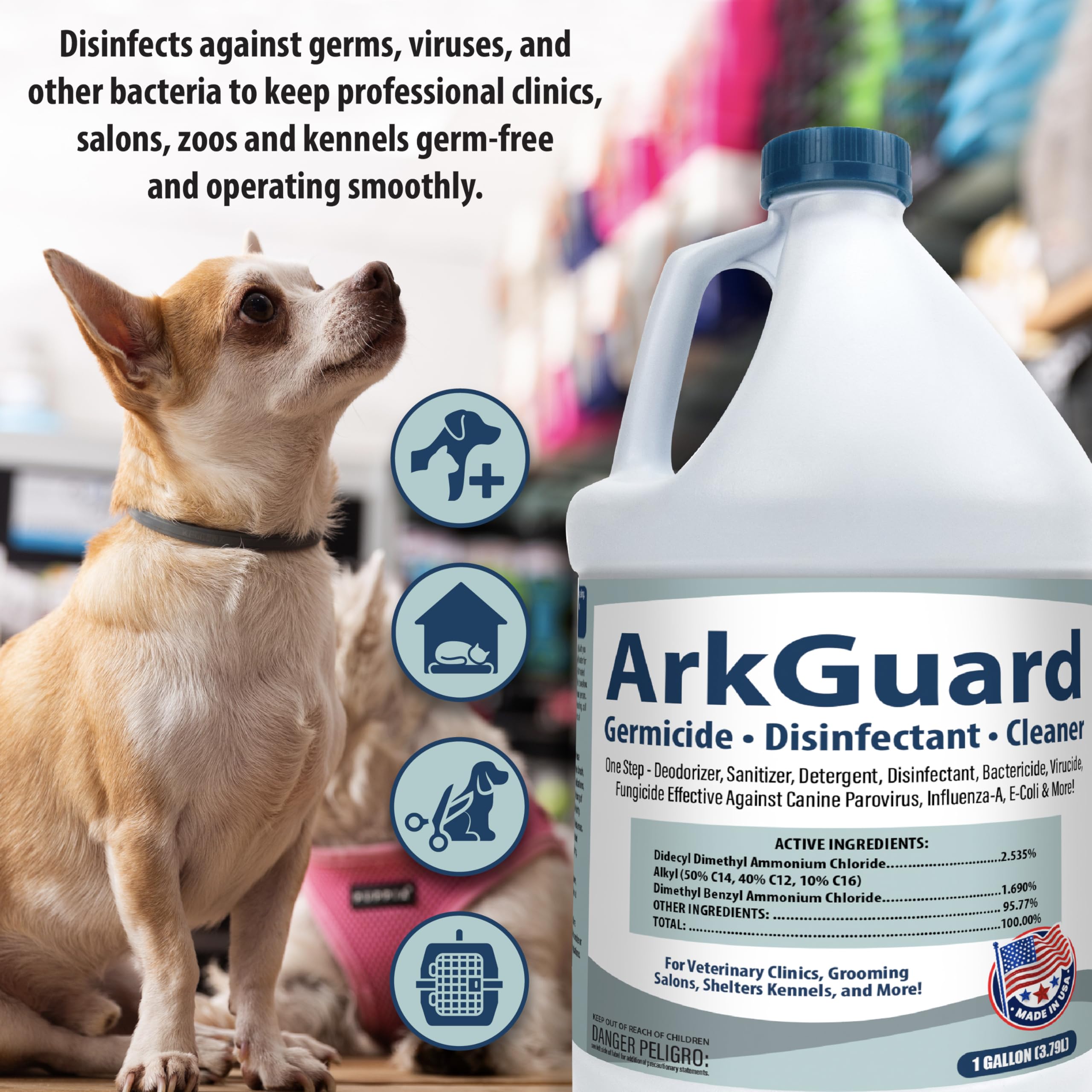 ArkGuard Kennel Disinfectant, Cleaner & Deodorizer - Gallon Concentrate