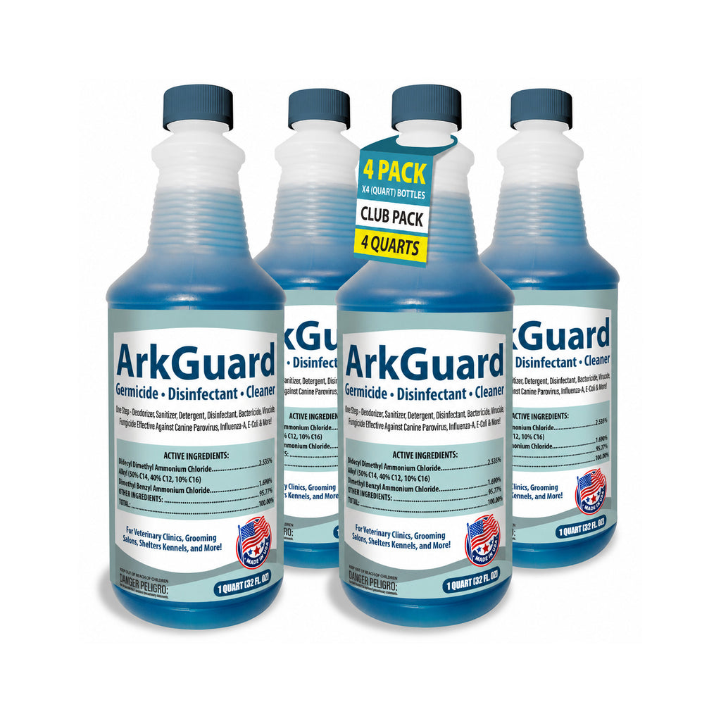 ArkGuard Disinfectant 4 Quart Club Pack - four 32 oz bottles of one-step germicidal cleaner for veterinary and grooming use